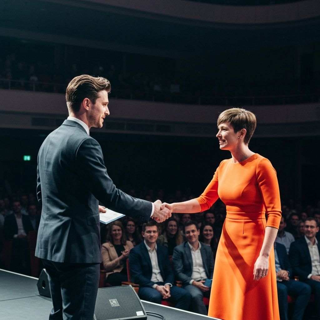 Award handshake moment