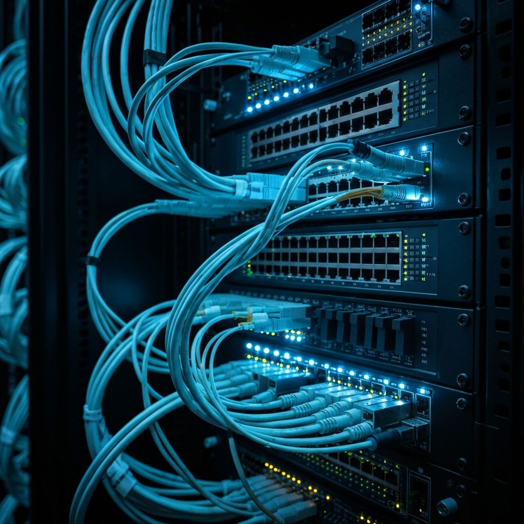 Network rack close-up